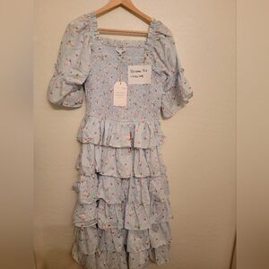 SOLD Ivy City Co Harmony Blue Butterfly Dress Medium